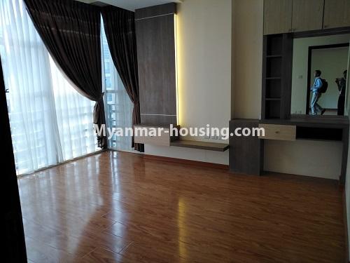 Myanmar real estate - for rent property - No.4674 - Furnished new condominium room in KBZ Tower for rent in Sanchaung! - anothr view of living room