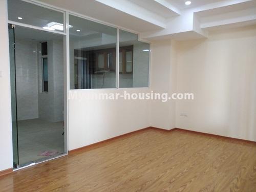 Myanmar real estate - for rent property - No.4674 - Furnished new condominium room in KBZ Tower for rent in Sanchaung! - dining area and kitchen view