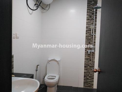 Myanmar real estate - for rent property - No.4674 - Furnished new condominium room in KBZ Tower for rent in Sanchaung! - another bathroom view