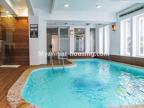 Myanmar real estate - for rent property - No.4676 - Furnished duplex 2BHK Penthouse for rent in Golden Valley, Bahan! - swimming pool view