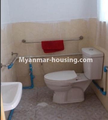 Myanmar real estate - for rent property - No.4680 - Furnished 3BHK apartment in Shwe Ohn Pin Housing, Yankin! - master bedroom bathroom view