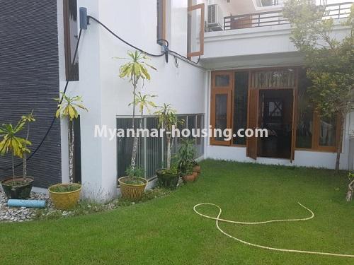 缅甸房地产 - 出租物件 - No.4727 - Three storey landed house with seven bedrooms for rent in Golden Valley, Bahan! - leftside lawn view