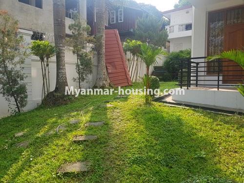 缅甸房地产 - 出租物件 - No.4727 - Three storey landed house with seven bedrooms for rent in Golden Valley, Bahan! - rightside lawn view