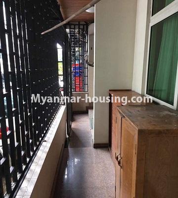 Myanmar real estate - for rent property - No.4736 - Furnished ground floor condominium room with three bedrooms for rent in Sanchaung! - balcony and shoe box view