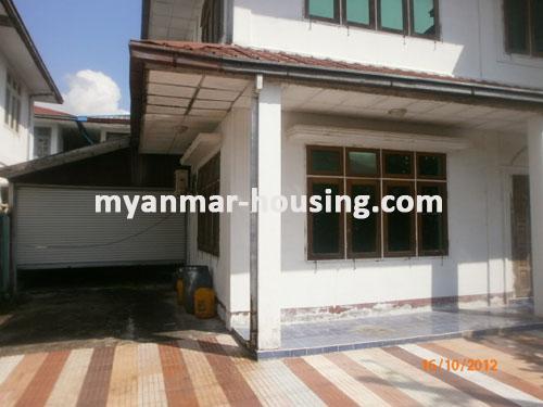 Myanmar real estate - for sale property - No.1555 - Landed house to sell in Kamaryut township! - View of the garage and house.