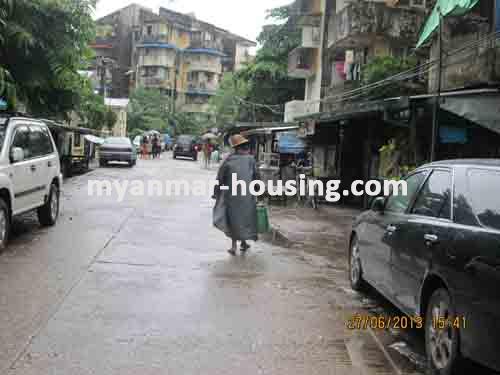 Myanmar real estate - for sale property - No.1929 -  Good  apartment for sale in Mayangone ! - View of the  street .